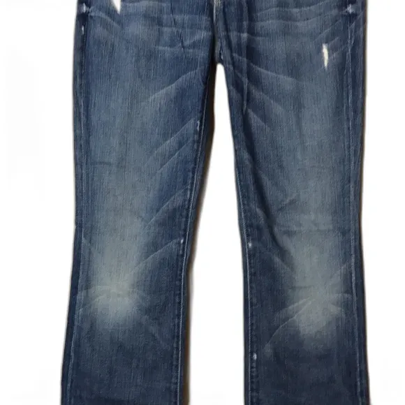 7 for all mankind distressed medium wash bootcut denim long denim jeans size 28‎ - Image 3