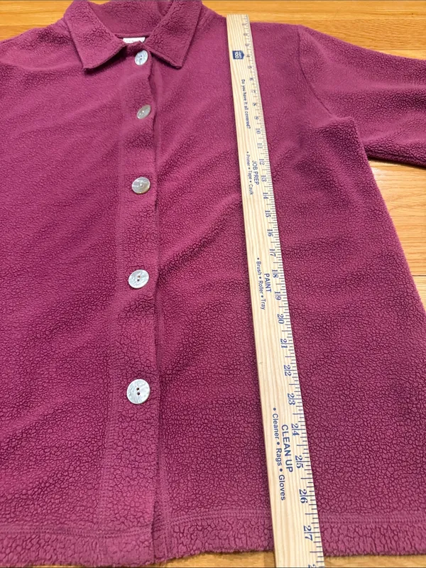 L.L.Bean fleece button down cardigan size large . Pink - Image 5