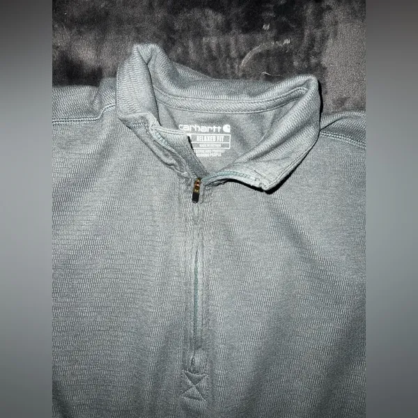 Carhartt Relaxed Fit Half Zip Mock Neck Pullover Size Small - Image 3