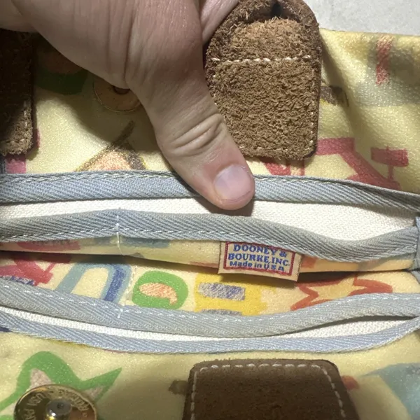 Vintage Dooney & Bourke Coated Graffiti Tote Purse Y2K Handbag Leather Straps - Image 5