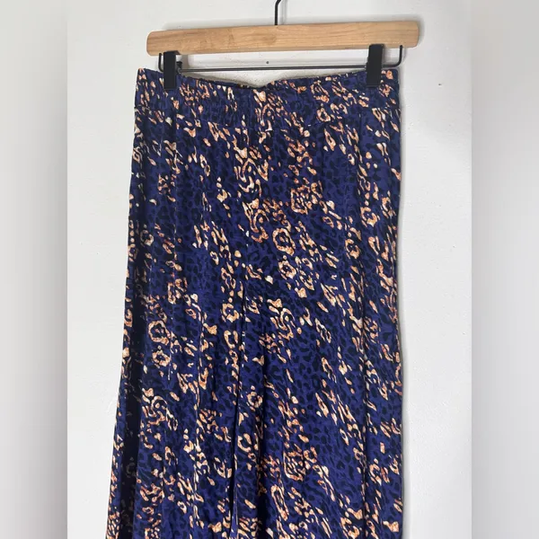 lascana Blue Printed Leopard Wide Leg Pull On Pants‎ Size 4 Resort Wear - Image 3