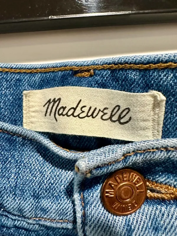 Madewell The Momjean High Rise Tapered Ankle Jeans Blue 29 - Image 2