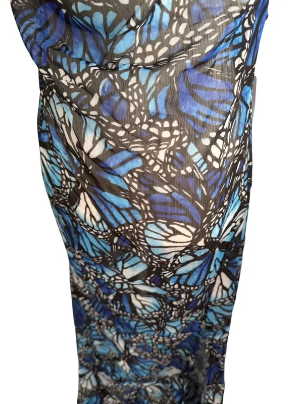 TOLUCA Butterfly Blue Sheer Maxi Gown Dress Size L NEW NWT - Image 6