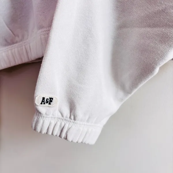 Abercrombie & Fitch Crop oversized Sweatshirt Womens XS White Rainbow Stripe - Image 5