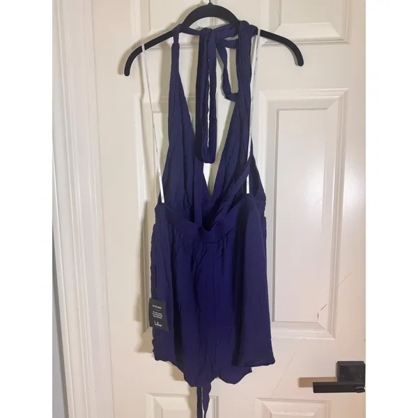 Lulus Milos Navy Blue Convertible Halter Romper M NWT - Image 5