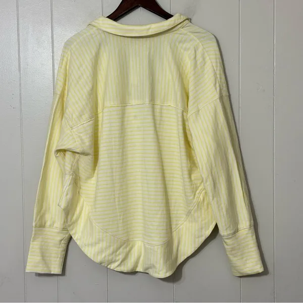 Pilcro Anthropologie Oversized Striped Henley Top Yellow White NWT Size L - Image 11