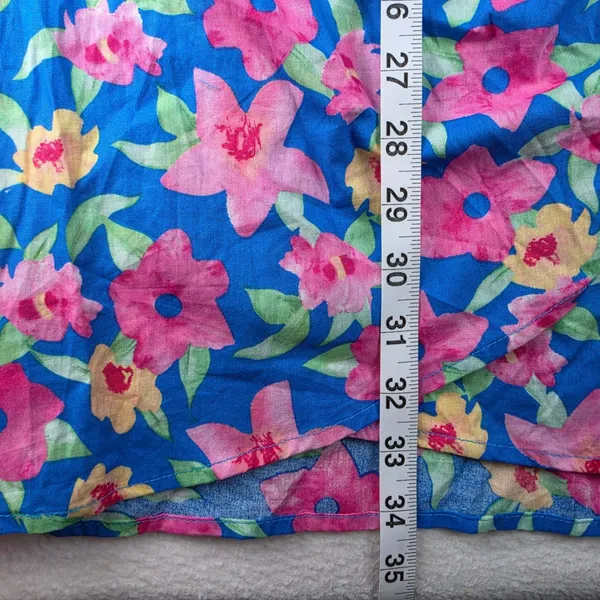 Lulus NWT One Shoulder Floral Mini Dress Blue Pink Yellow EDX1158 Large - Image 10