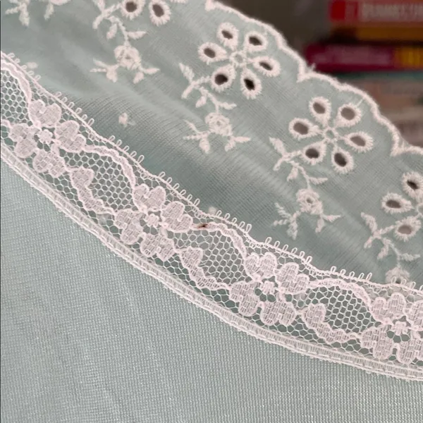 Lace Trim Chemise Nightgown in Light Blue‎ aqua - Image 7