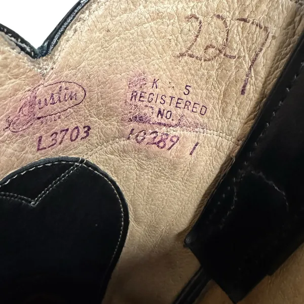Justin Black Leather Western Boots Size 5.5 - Image 8