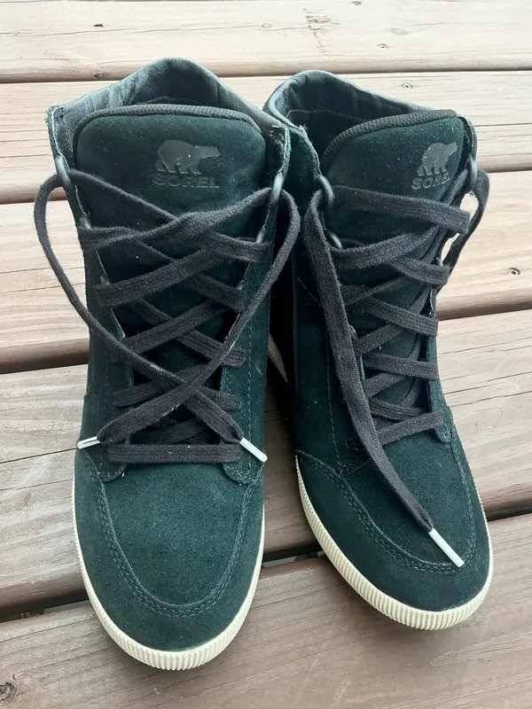 Sorel Black Suede High-Top Wedge Sneaker - Image 14