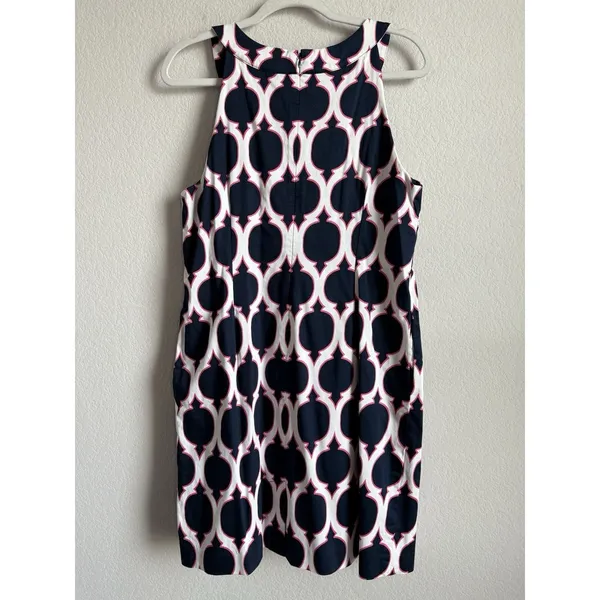 Crown & Ivy Seaside Lattice Printed Sleeveless Dress Navy Womens Sz‎ 14 Coastal - Image 8