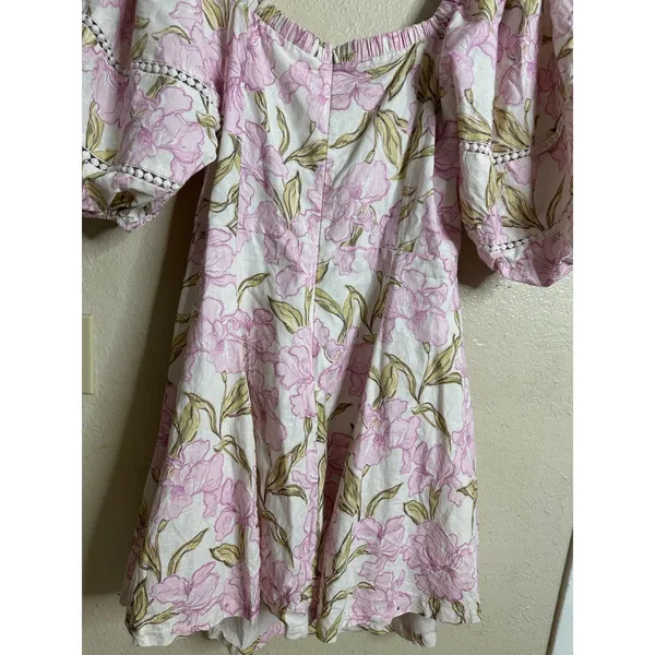 Amalie the Label Linen Blend Floral Puff Sleeve Crossover Cutout Mini Dress 16 - Image 8