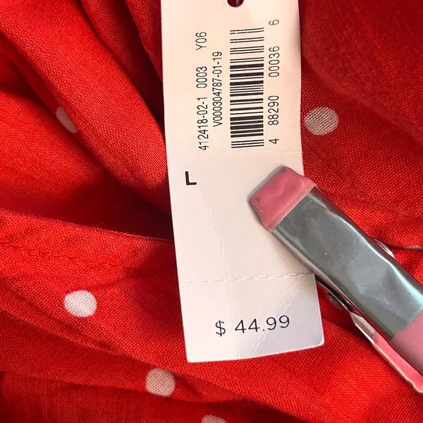 Old Navy Polka Dot Wrap Dress‎ Red Large - Image 9