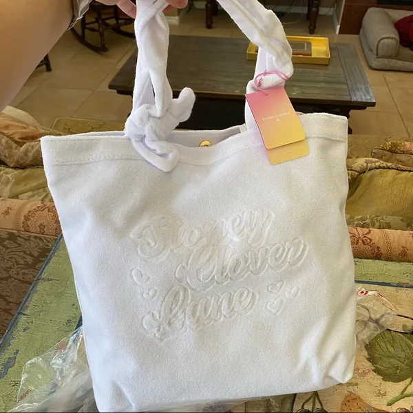Stoney Clover Lane target white terry cloth beach tote bag brand new with tags - Image 2