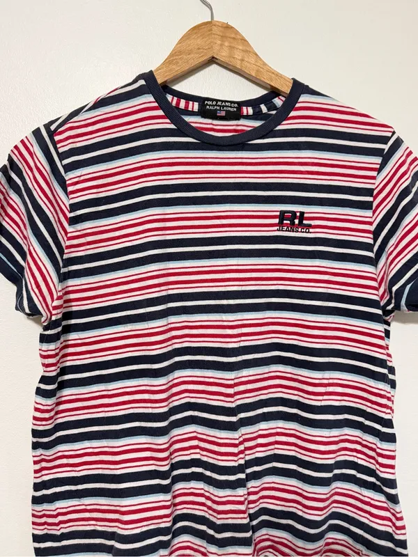 Ralph Lauren Striped Tee Size Medium Women’s Vintage Y2K Cotton Rugby USA Shirt - Image 4