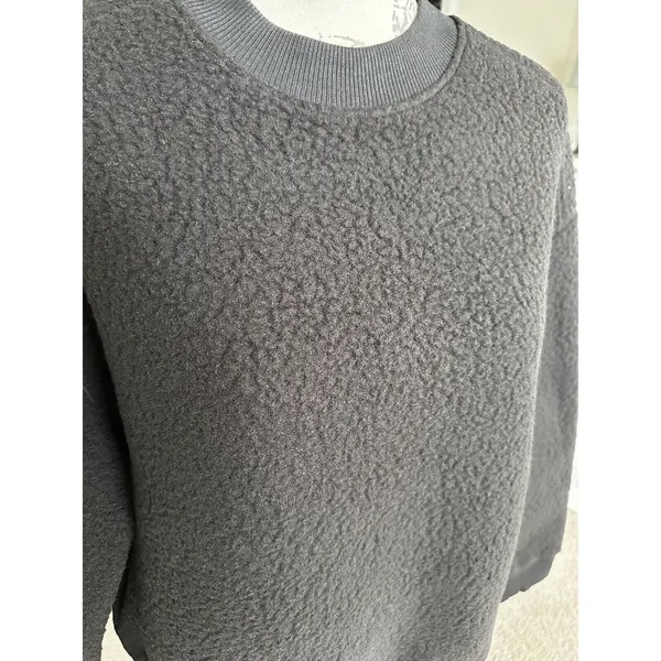 New Everlane Black Fleece Oversized Teddy Crewneck Sweater Small - Image 6