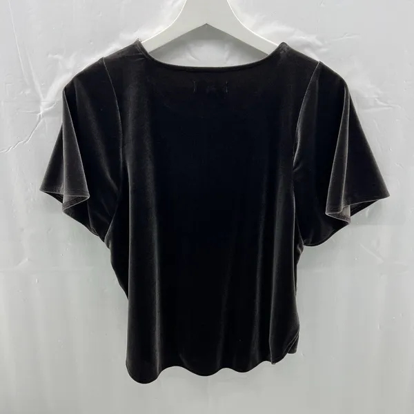 Madewell Size XS Velvet Butterfly Top Short Flutter Sleeve Brown Blouse Women's - Image 6