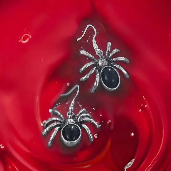 1 Pair Of Gothic Style Drop Earrings Horror Spider‎ Design - Image 8