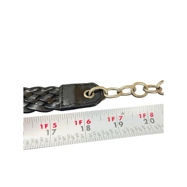 Y2K Chicos Black Braided Leather Chain Belt Enamel Concho Medallion Boho Western - Image 6