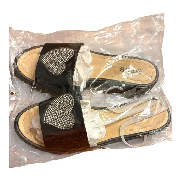 MPGB Black Slide Sandal with Rhinestone Heart Size 10 - Image 5