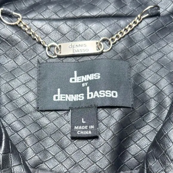Dennis by Dennis Brasso Black Faux Leather Women's‎ Jacket Large Diamond - Image 5