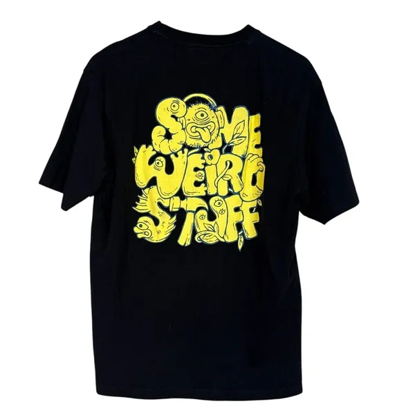 Zara Some Weird Stuff Graphic Oversized Relaxed Fit Basic T Shirt M Black Yellow - Image 12