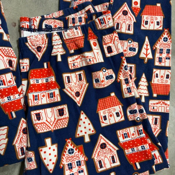 Hanna Andersson Navy Gingerbread House Organic Cotton Pajama Set Large FWH22 - Image 6