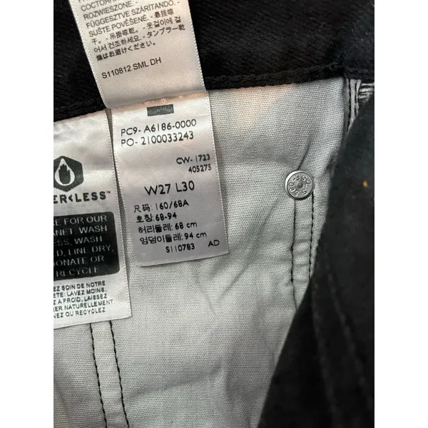 Levi's 501 Wax Coated Jeans Women's 27x30 Black High Rise Straight Leg Denim - Image 10