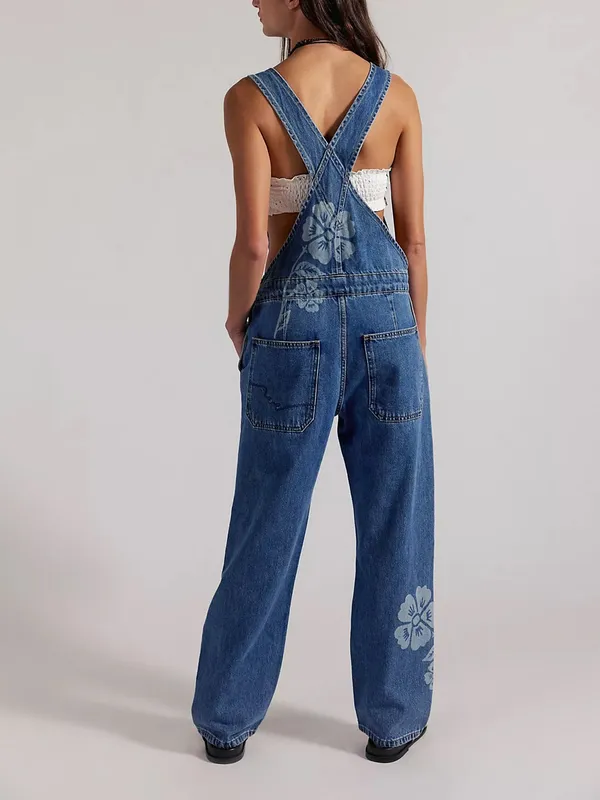Free People We The Free Ziggy Printed Overalls in Ocean Blue Combo NWT - Image 2