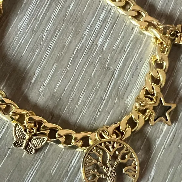 Gold Charm Bracelet with Intricate Details - Image 2