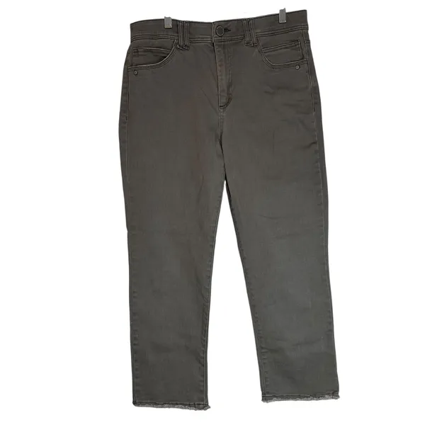 Yogipace Women Gray Cropped Straight Leg‎ Stretch Jeans Size L - Image 8