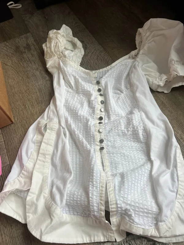 Anthropologie White Maeve Puff-Sleeve Sweetheart Top Size S - Image 5