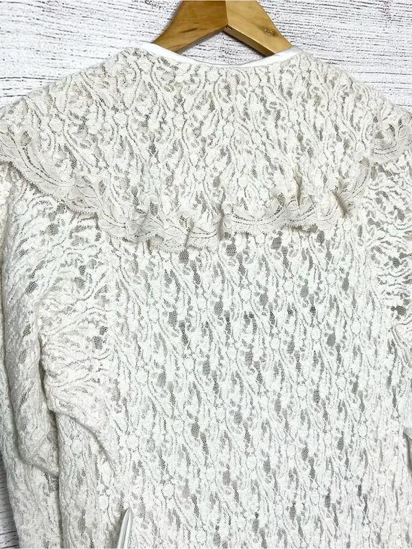 American Vintage Vintage Cream Lace Open Front Robe Duster Cardigan Size Small - Image 9