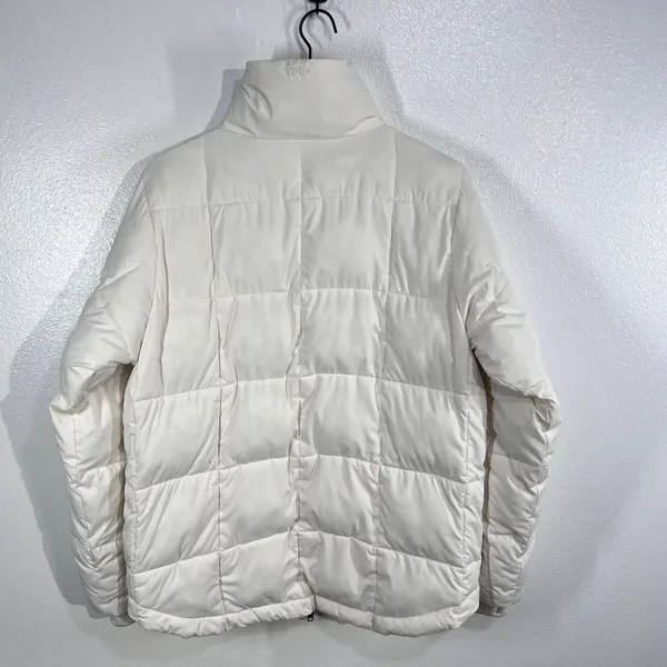 YPB Cream Puffer Jacket Women's Large Winter Quilted Coat Warm Zip Snap‎ Neutral - Image 3