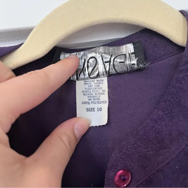 Vintage Purple Midi Dress stretch waist button front sleeveless - Image 4