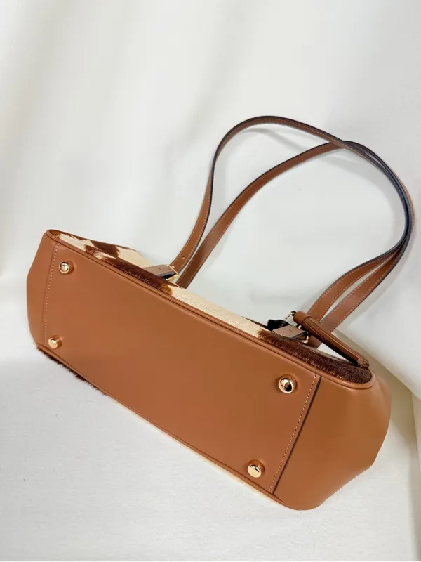 NWT Coach Asher Shoulder Bag In Haircalf With Cow Print CDW46 Gold/Cow - Image 5