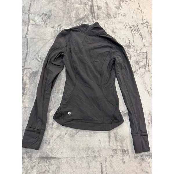 Lululemon Jacket Womens Black Asymmetrical Zip Thumbhole Activewear 2 - Image 7