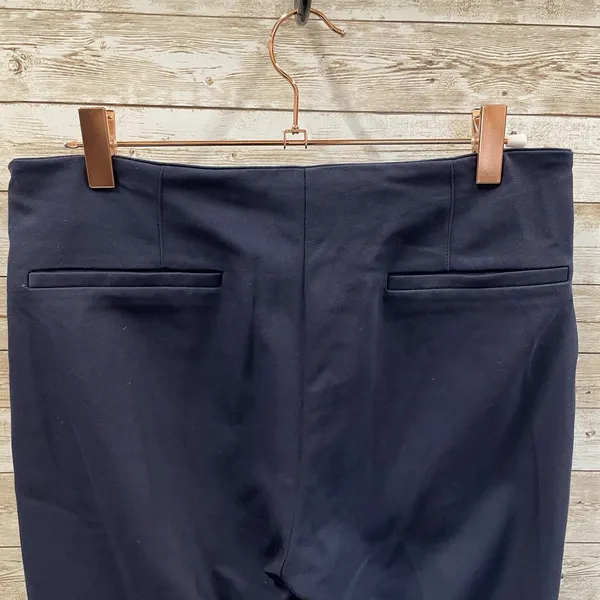 Zara Basic Womens S Pants Navy‎ Blue Straight Leg Cropped Flat Front Stretch Zip - Image 6