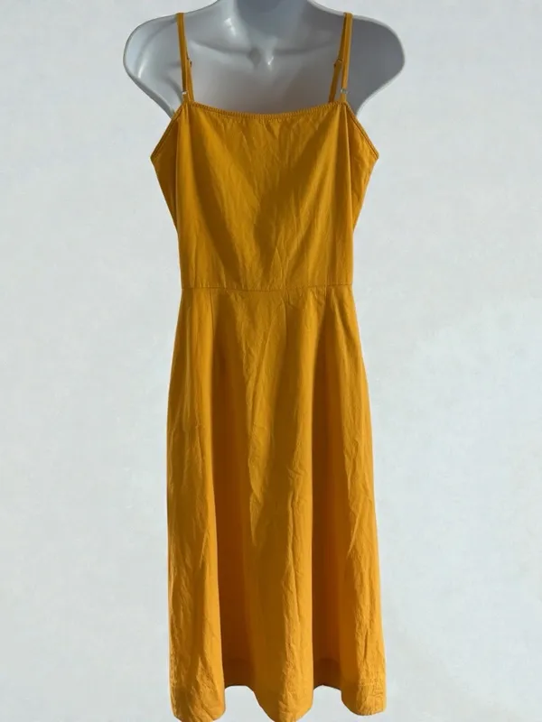 Callas- Angie Dress Yellow Ruched Midi Dress with Spaghetti Straps Size 40 US 4 - Image 7