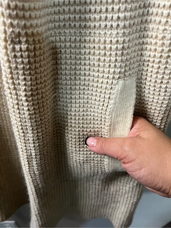 Carve Designs Alamosa Cream Wool Alpaca Blend Waffle Knit Hooded Long Cardigan - Image 5