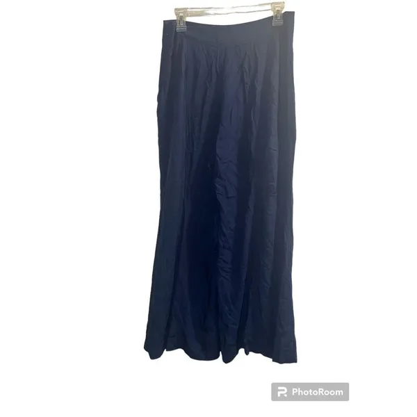 Anthropologie ✨Maeve Canna Culotte Wide Leg Crop Sz 8 Pants Dark Blue Rayon Side Zipper✨ - Image 5