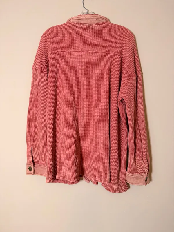 VICI Waffle Knit Shacket Pink Terracotta Oversized - Image 3