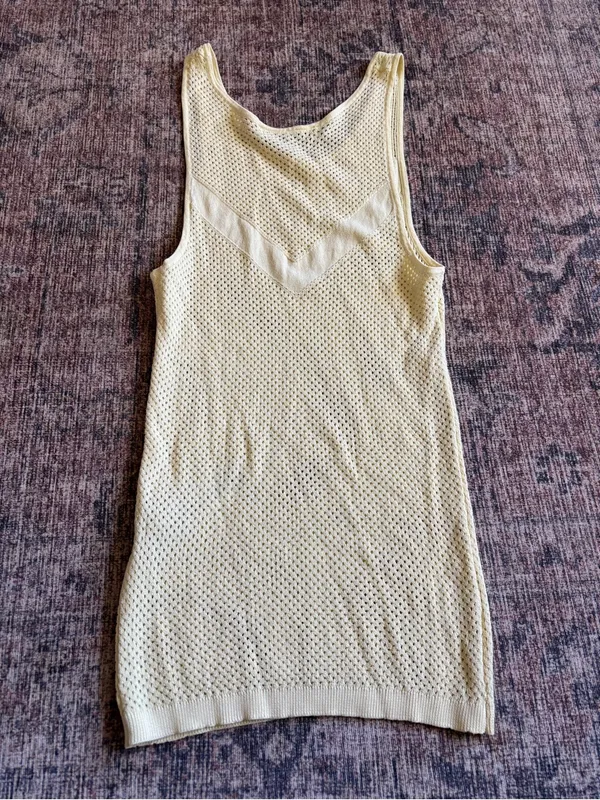 Zara Light Yellow Mesh Tank Top - Size M - Image 10