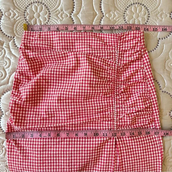 Zara Red Gingham Hi-Rise Midi Skirt Size Small - Image 8