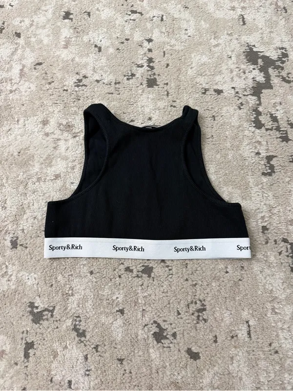Sporty & Rich Serif Logo Cropped Tank Top Size XL - Image 2