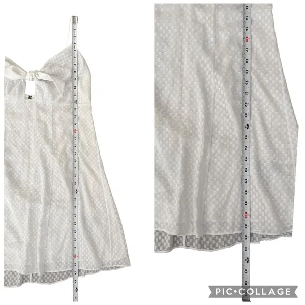 Alice + Olivia White Roe Tie Front Textured Mini Flare Slip Dress Size 12 NEW - Image 12