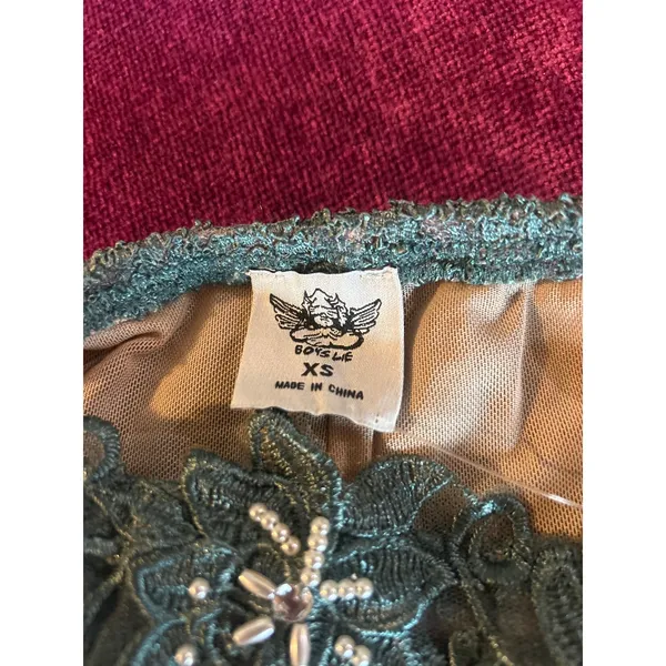 BOYS LIE Ocean Reverie x Yung Reaper Flare Pants STRETCHY Lace XS Teal GORGEOUS - Image 6