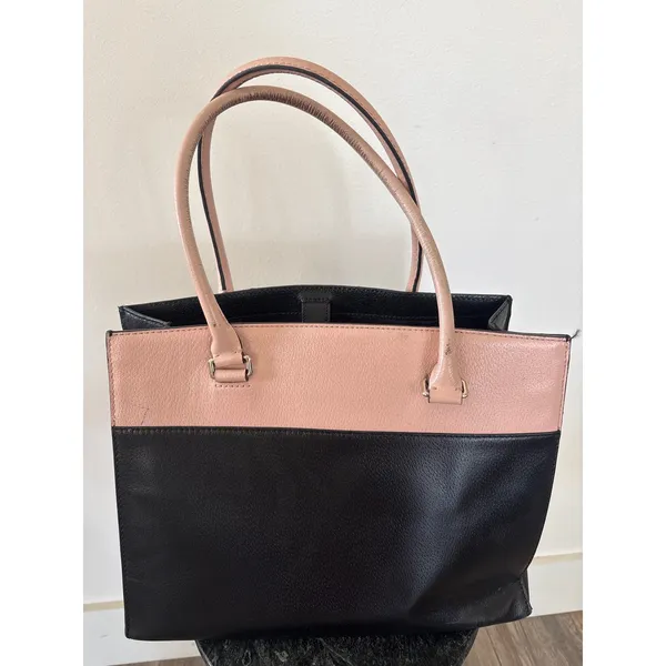 Kate Spade Grove‎ Street Maeve Leather Tote Bag Black Pink Handbag Large - Image 2