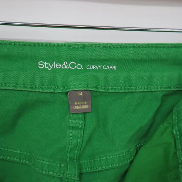 Style & Co Capri Pants Womens 14 Curvy Capri Green Stretch Cropped Excellent - Image 2