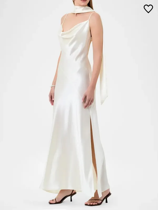NICHOLAS Geneva Satin Draped Gown in Ivory Size 8 - Image 4